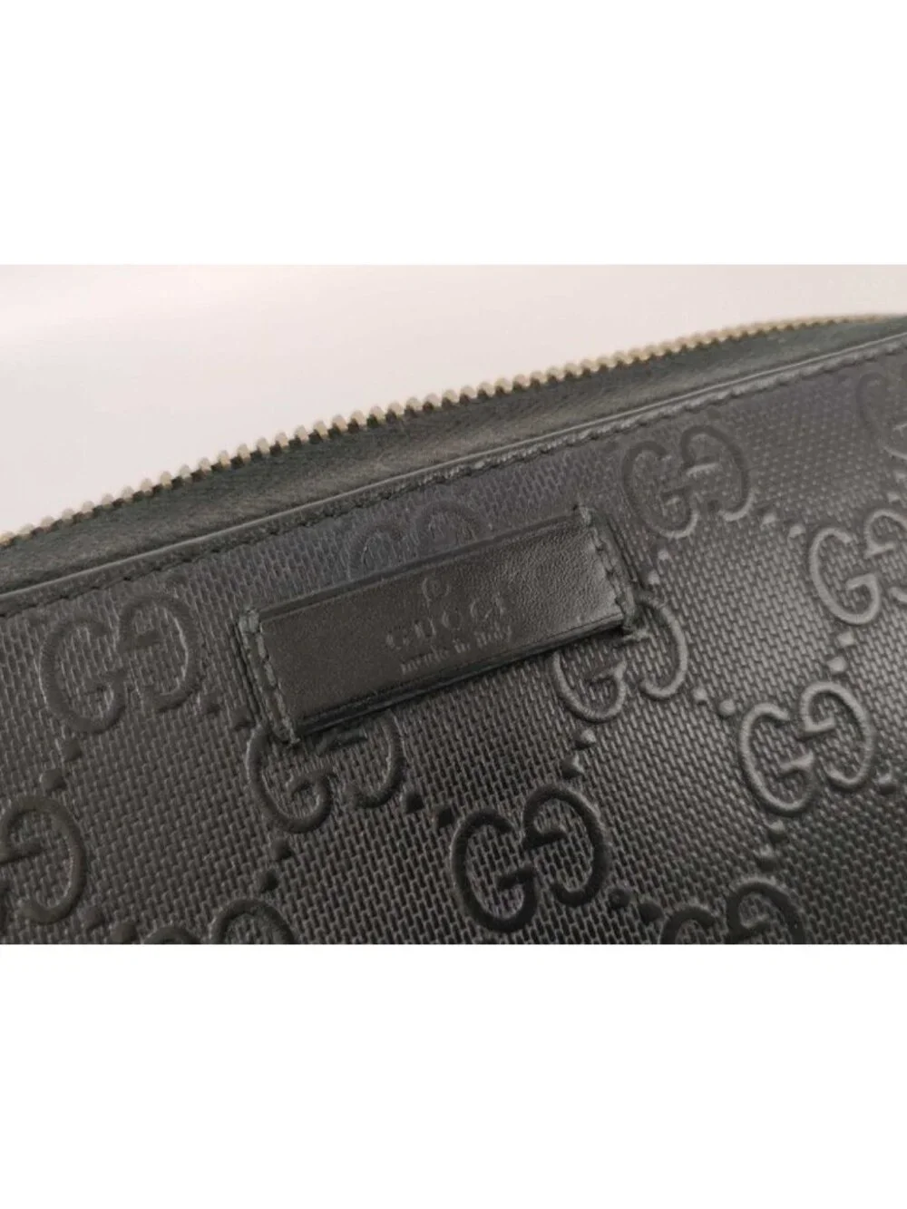 Gucci Wallet Diamante Black Leather GG Pattern Embossed Studs Zip Around Gold